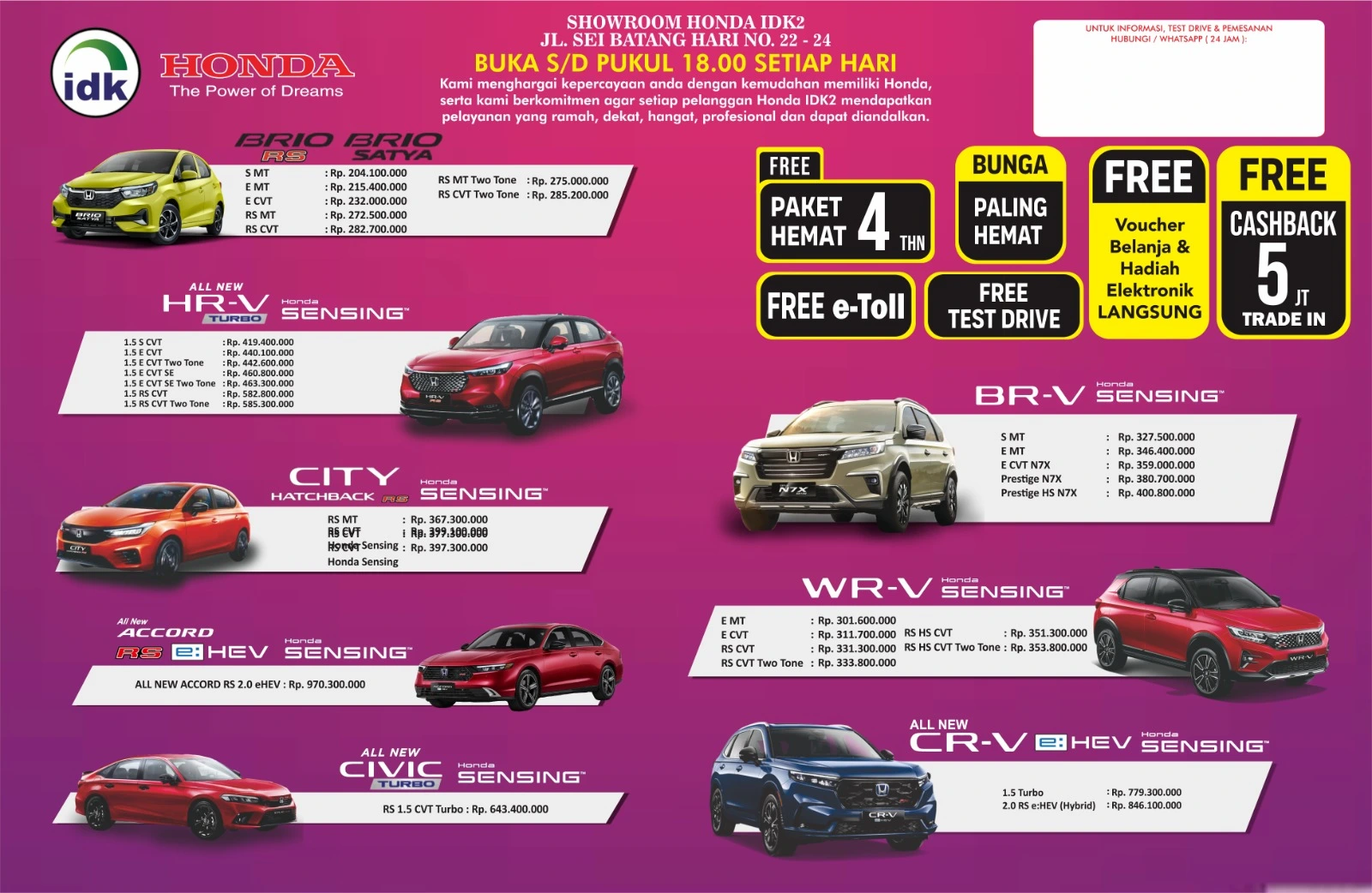 harga mobil honda di medan tahun 2025